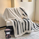 Floral cream jacquard lamb wool blanket living room throw