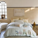 Floral cream satin 100s egyptian cotton bed linens for bedroom