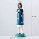 Floral crown woman resin figure sculpture living room decor