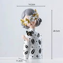 Floral crown woman resin figure sculpture living room decor