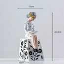 Floral crown woman resin figure sculpture living room decor