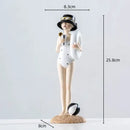 Floral crown woman resin figure sculpture living room decor