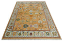 Floral Dark Peach and Ivory Hand knotted 8x10 and 9x12 wool Area Rug