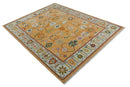 Floral Dark Peach and Ivory Hand knotted 8x10 and 9x12 wool Area Rug