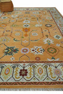 Floral Dark Peach and Ivory Hand knotted 8x10 and 9x12 wool Area Rug