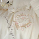 Floral embroidered cream satin duvet cover set bedroom decor