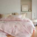 Floral embroidered cream satin duvet cover set bedroom decor