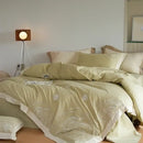 Floral embroidered cream satin duvet cover set bedroom decor