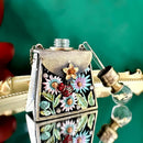 Floral enamel perfume bottles with crystal stopper bedroom decor