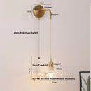 Floral glass copper led wall sconce bathroom light