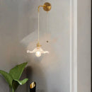 Floral glass copper led wall sconce bathroom light