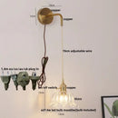 Floral glass copper led wall sconce bathroom light