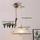 Floral glass copper led wall sconce bathroom light