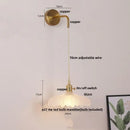 Floral glass copper led wall sconce bathroom light