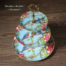 DecorBites™ Bone China Fruit Plates Set Cake Stand Buffet Snack Dishes Elegant Tableware Decor