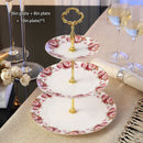 DecorBites™ Bone China Fruit Plates Set Cake Stand Buffet Snack Dishes Elegant Tableware Decor
