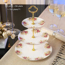 DecorBites™ Bone China Fruit Plates Set Cake Stand Buffet Snack Dishes Elegant Tableware Decor