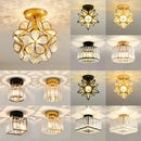 Floral gold glass crystal led ceiling chandelier for living room