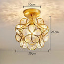 Floral gold glass crystal led ceiling chandelier for living room