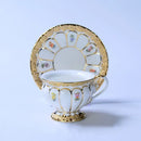 Floral gold trim tea cup saucer set dining room porcelain drinkware