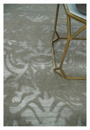 Floral Gray and Silver Hand knotted 6x9 wool and Viscose Area Rug