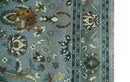 Floral Gray, Ivory, Brown and Green Hand Knotted Traditional Oushak 9x12 wool Rug