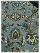 Floral Gray, Ivory, Brown and Green Hand Knotted Traditional Oushak 9x12 wool Rug