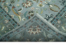 Floral Gray, Ivory, Brown and Green Hand Knotted Traditional Oushak 9x12 wool Rug