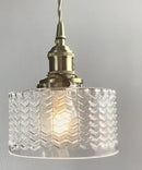 Floral green glass pendant light for dining room golden brass finish
