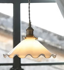 Floral green glass pendant light for dining room golden brass finish