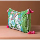 Floral green handmade lumbar pillow case bedroom dog decor