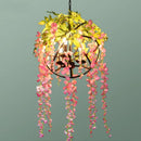 Floral green plant lighting chandelier for dining room