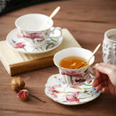 Floral iris pattern porcelain mug set dining room gilded teacup