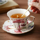 Floral iris pattern porcelain mug set dining room gilded teacup
