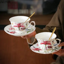 Floral iris pattern porcelain mug set dining room gilded teacup
