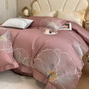 Floral ivory embroidered egyptian cotton bedding set for bedroom