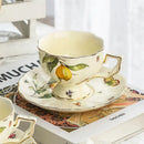 Floral lemon cream porcelain tea set dining room gold trimmed