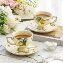 Floral lemon cream porcelain tea set dining room gold trimmed
