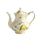 Floral lemon cream porcelain tea set dining room gold trimmed