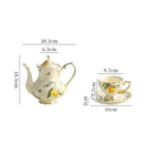 Floral lemon cream porcelain tea set dining room gold trimmed