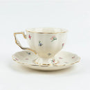 Floral lemon cream porcelain tea set dining room gold trimmed