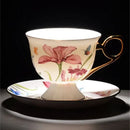 Floral lily flower tea set with gold rim – dining room porcelain mug