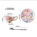 Floral lily flower tea set with gold rim – dining room porcelain mug