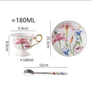 Floral lily flower tea set with gold rim – dining room porcelain mug
