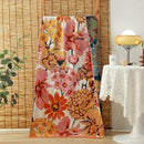 Floral orange & pink cotton gauze adult bath towels bedroom decor