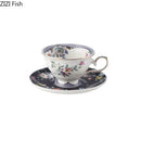 Floral pattern ceramic cup and saucer set – dining room porcelain