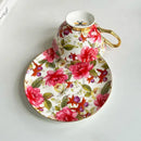 Floral pattern porcelain coffee cup and saucer set dining room tea mug