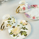 Floral pattern porcelain coffee cup and saucer set dining room tea mug