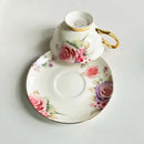 Floral pattern porcelain coffee cup and saucer set dining room tea mug