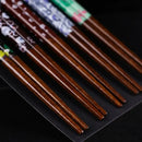 Floral patterned bamboo wood chopsticks set – dining room gift box